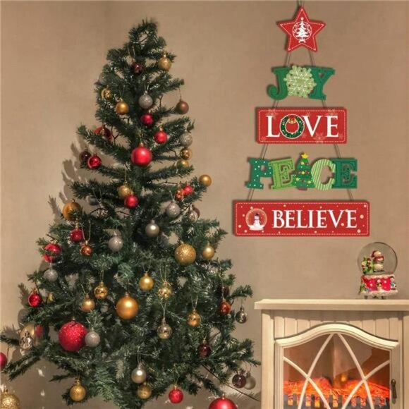 Joy Love Peace Christmas Indoor Outdoor Decoration,Hanging Christmas,20.4"X12.6" - Picture 4 of 6